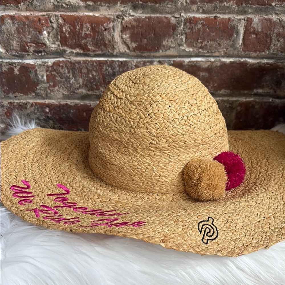 Peloton Straw Sun Hat with Pom Poms